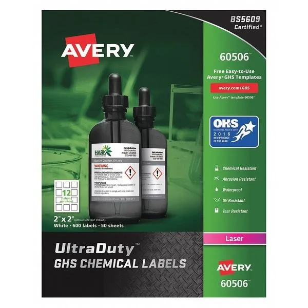 Avery Avery 60506 GHS Chemical Labels 2" x 2" 600 labels 50 sheets — product photo