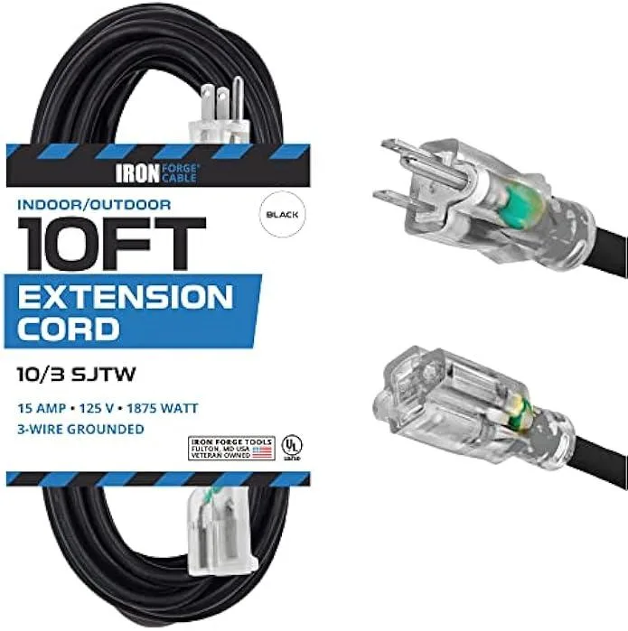 TAURKENAM TAURKENAM 10 ft 10/3 SJTW 10 Gauge 15 A 125 V 1875 W power adapter — product photo