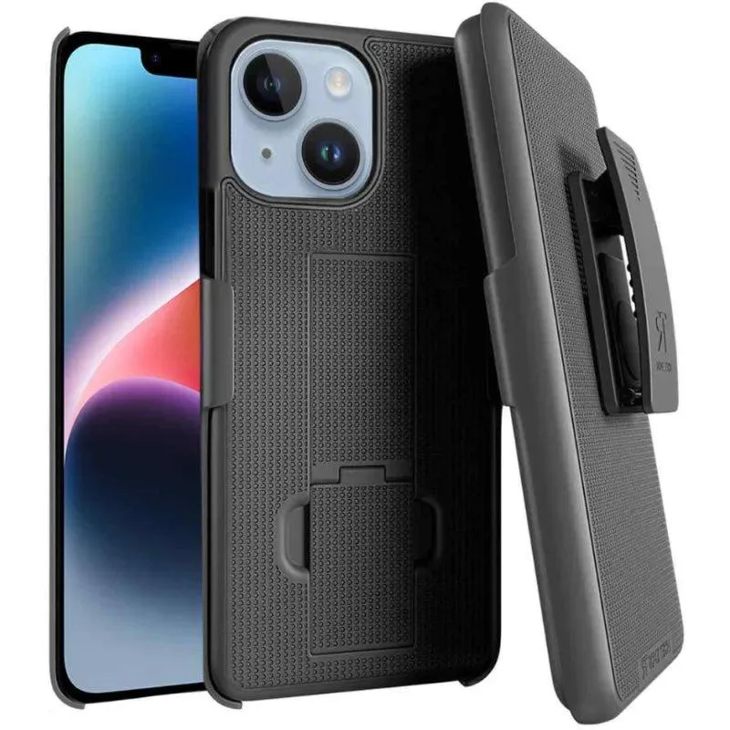 Rome Tech Rome Tech iPhone 14 Belt Clip Holster Case Black Dot Polycarbonate 180° Rotating Kickstand — product photo