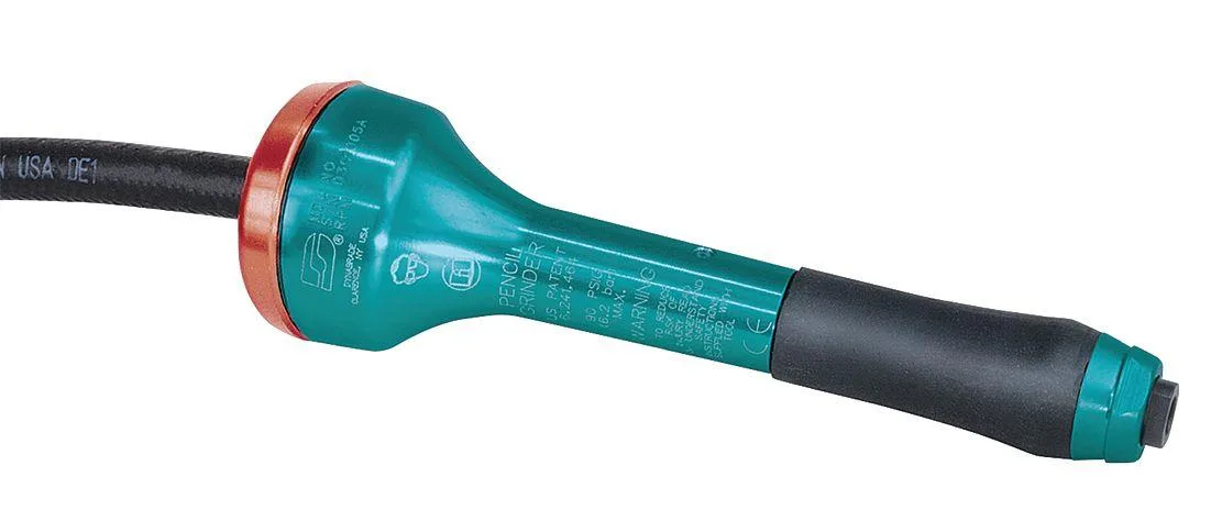 Silver aluminium straight pencil grinder with rear exhaust and twist throttle