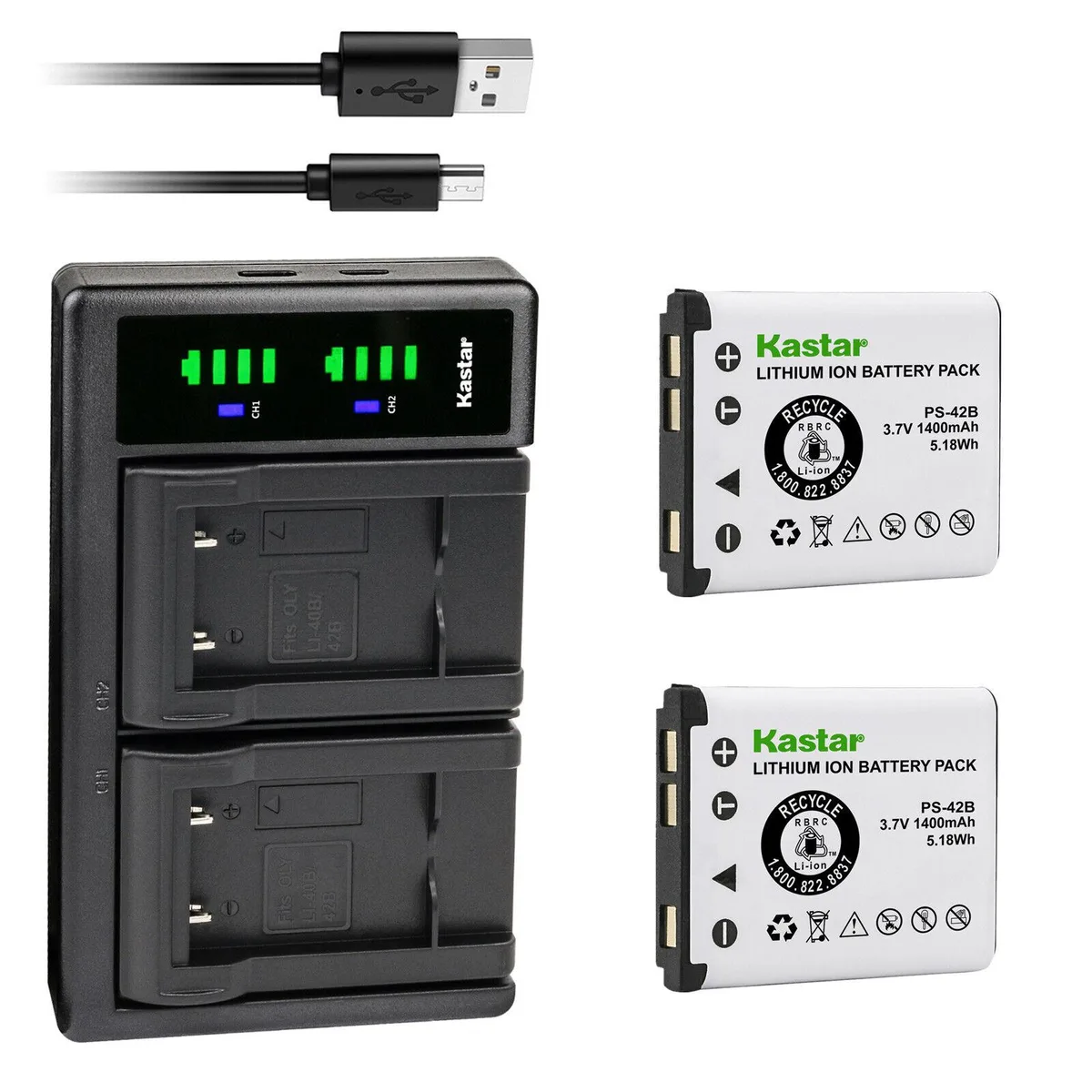 Kastar Kastar 2-Pack LI-42B Battery &amp; LTD2 USB Charger for Panasonic — product photo
