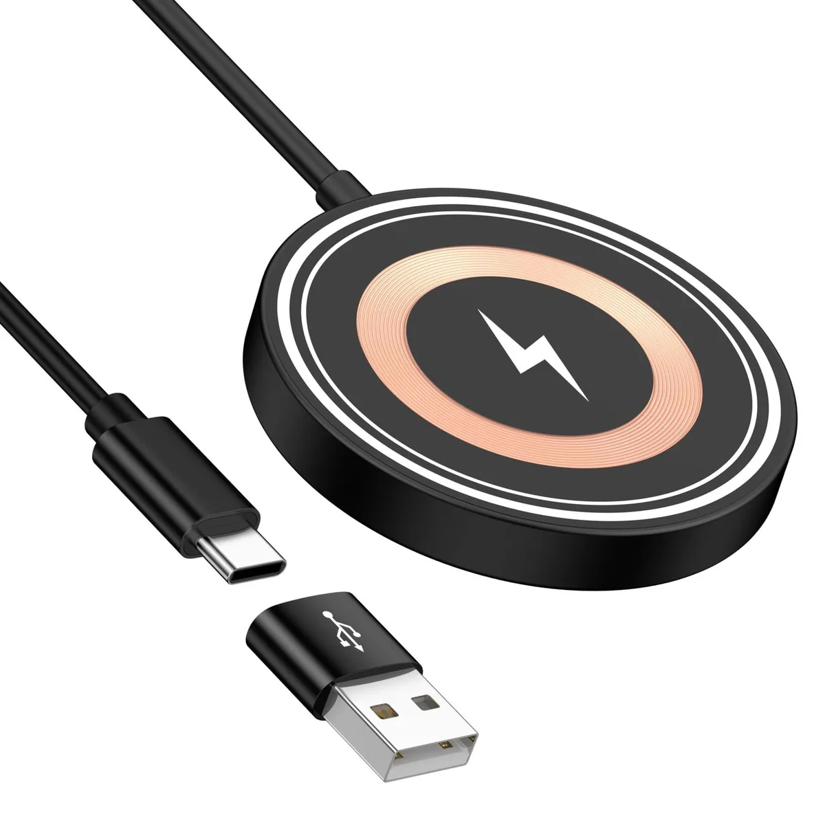  Magnetic Wireless Charger 15W USB-C/A Black 3 ft — product photo