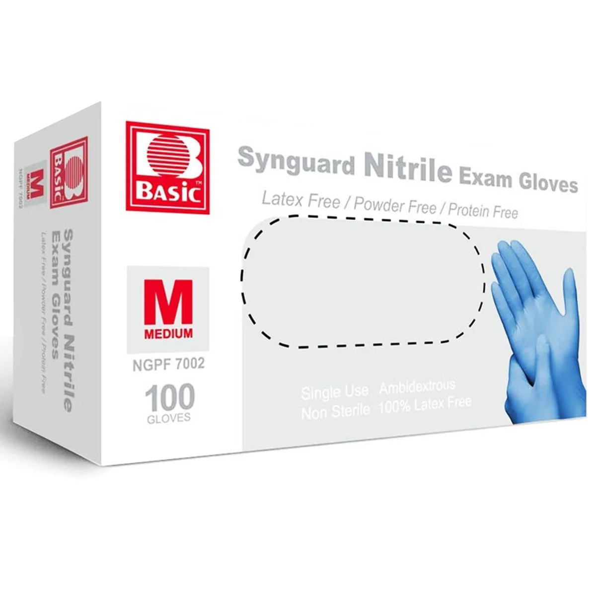 Basic Medical NGPF-7002 Nitrile Gloves Medium 100 Count — product photo
