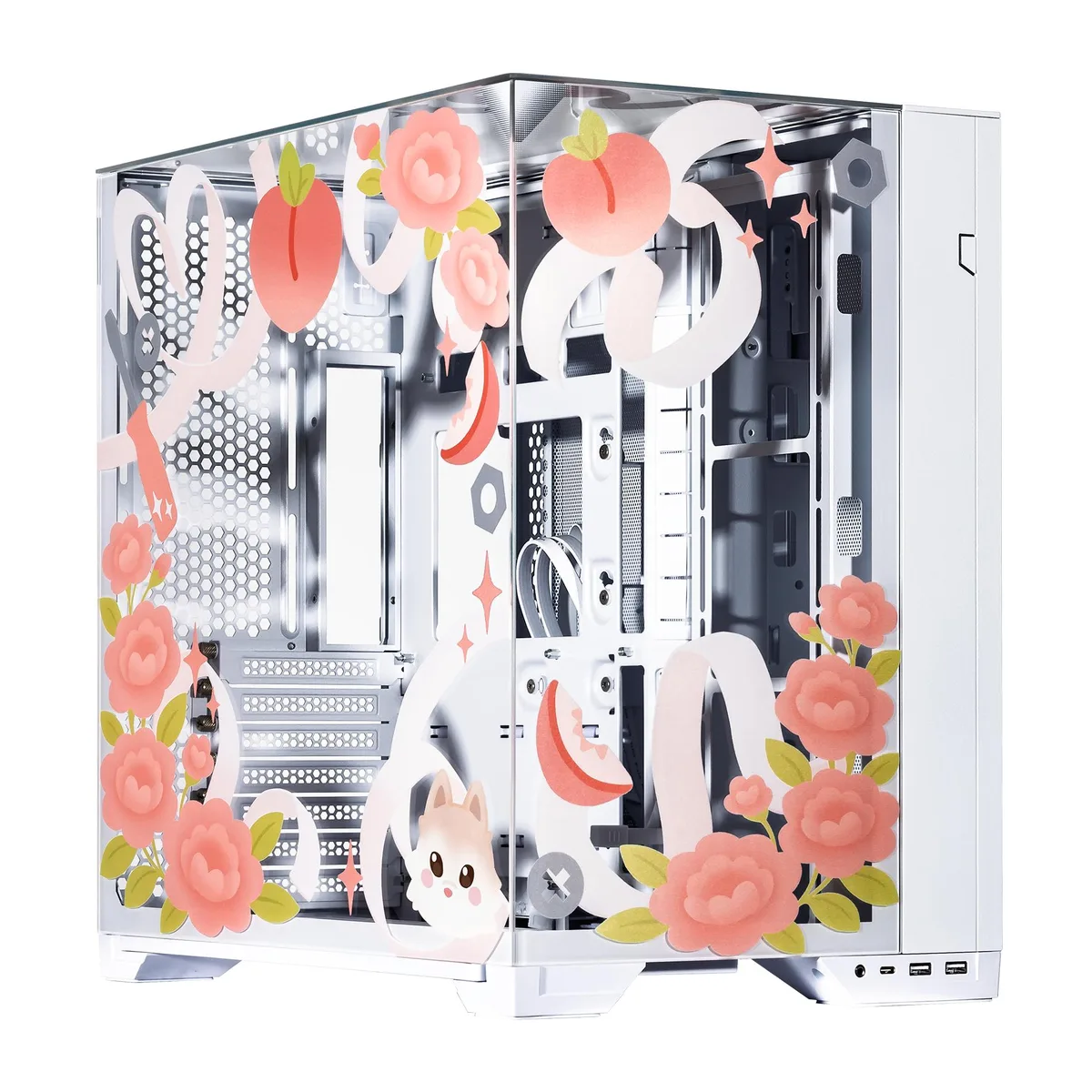 Velztorm Velztorm Peachietech Art 2025 Limited Edition O11VPW Dynamic Mid Tower White PC Case — product photo