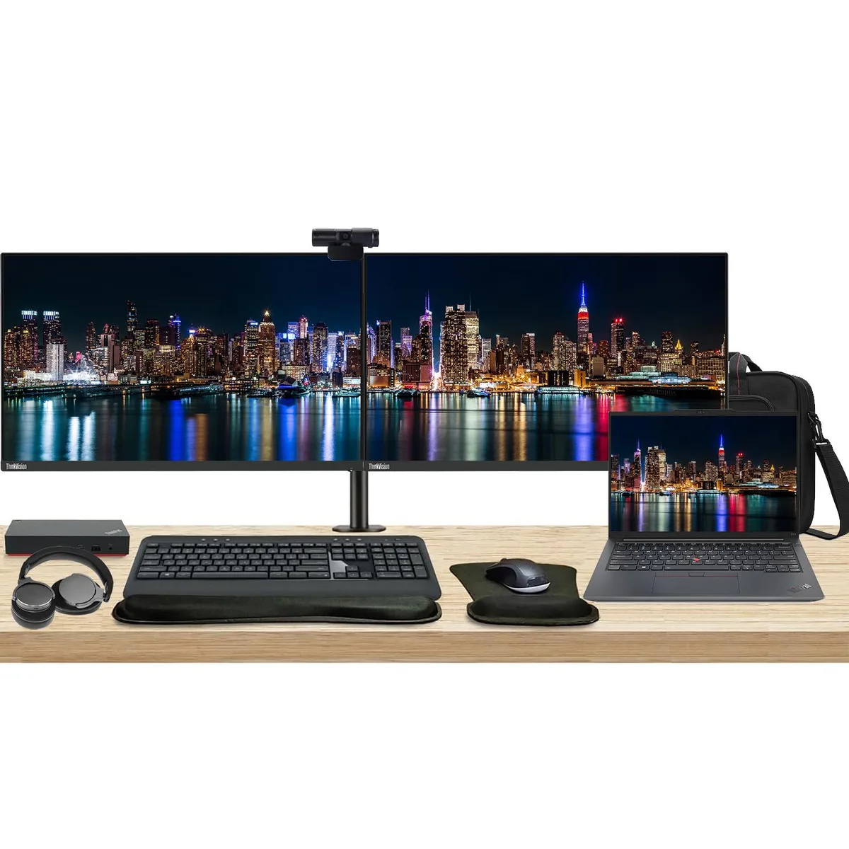 Lenovo Lenovo ThinkPad E14 Gen 5 14" Ryzen 5 16GB 256GB SSD Dual 24" Monitor Bundle — product photo