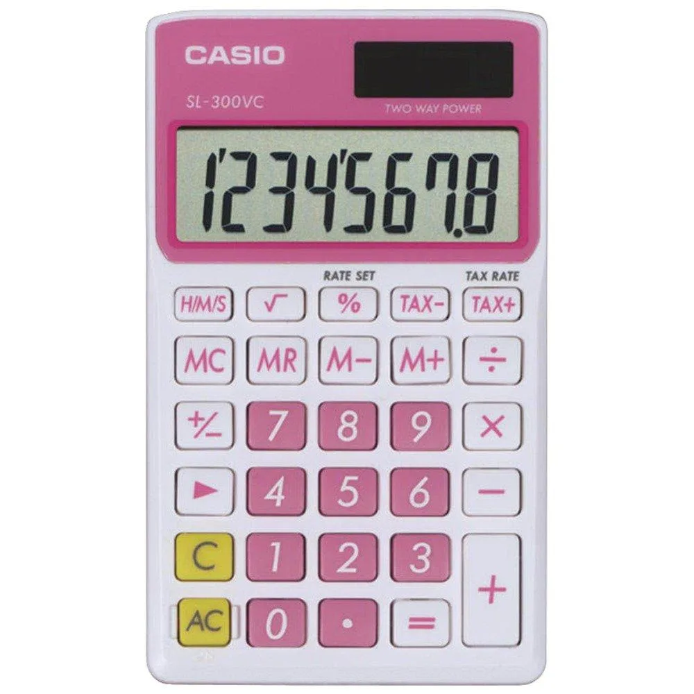 CASIO CASIO SL300VCPKSIH Pink Solar Wallet Calculator 8-Digit — product photo