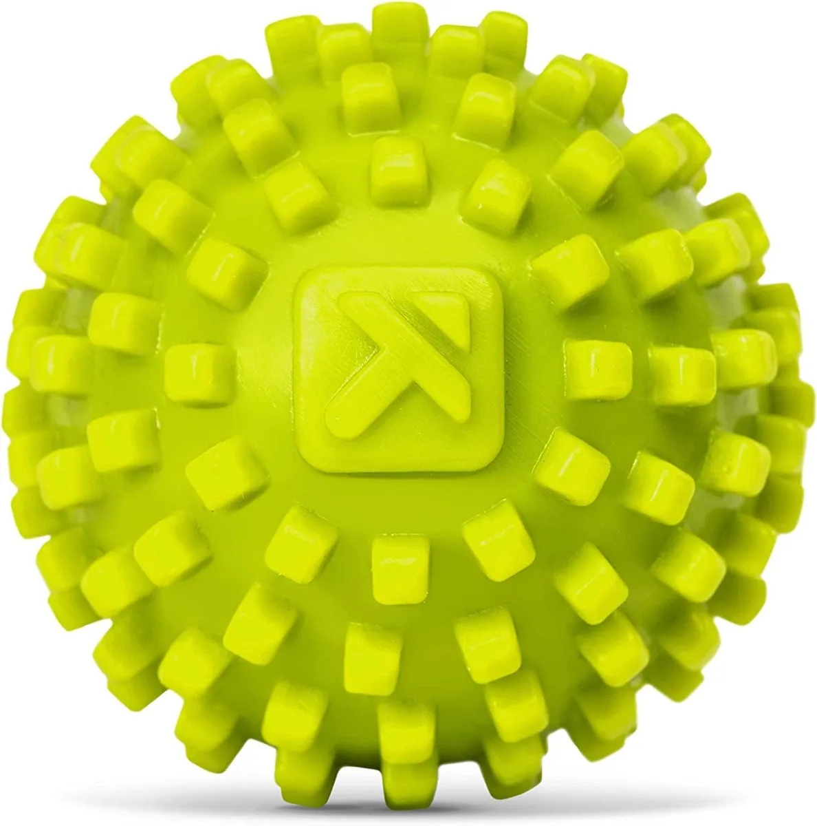 Small blue textured plastic massage ball, two inches diameter
