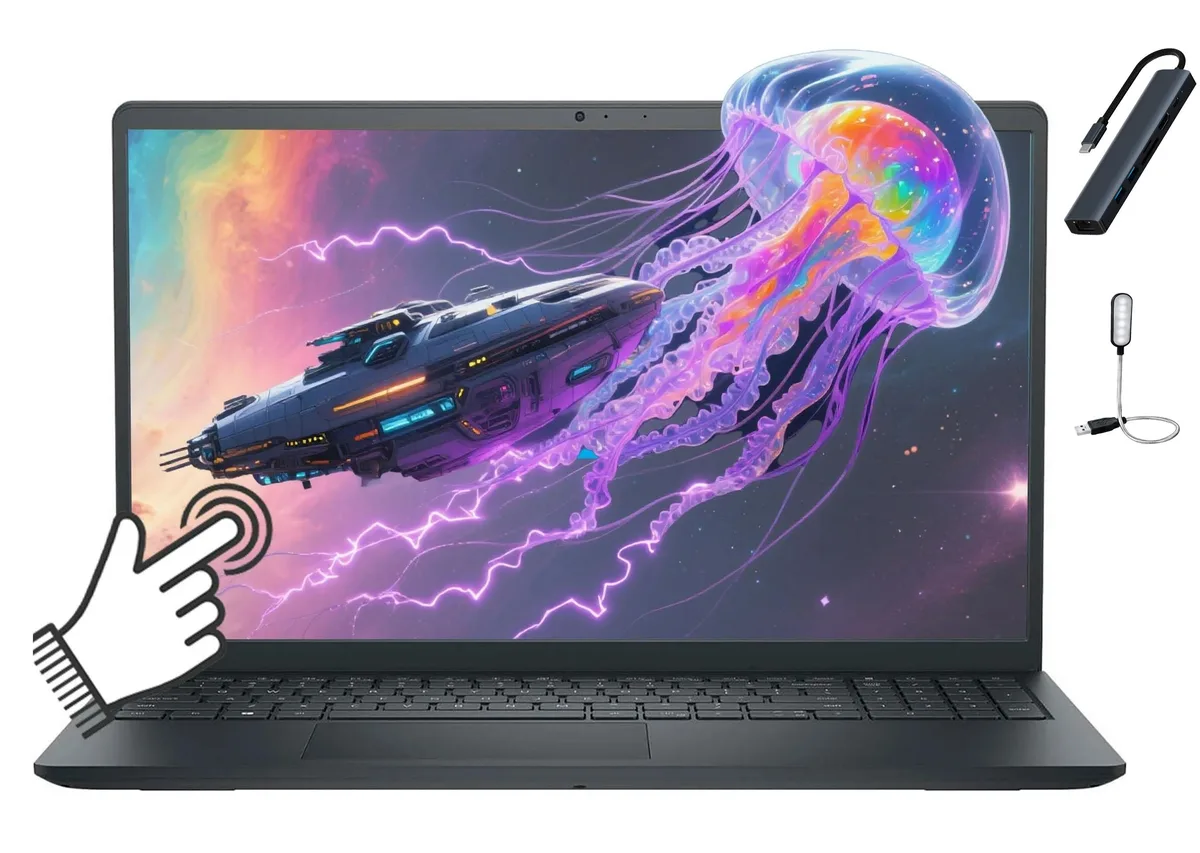 DELL DELL 15.6" FHD Touch Laptop i5-1334U 12GB 512GB Carbon Black with Mazepoly Accessories — product photo