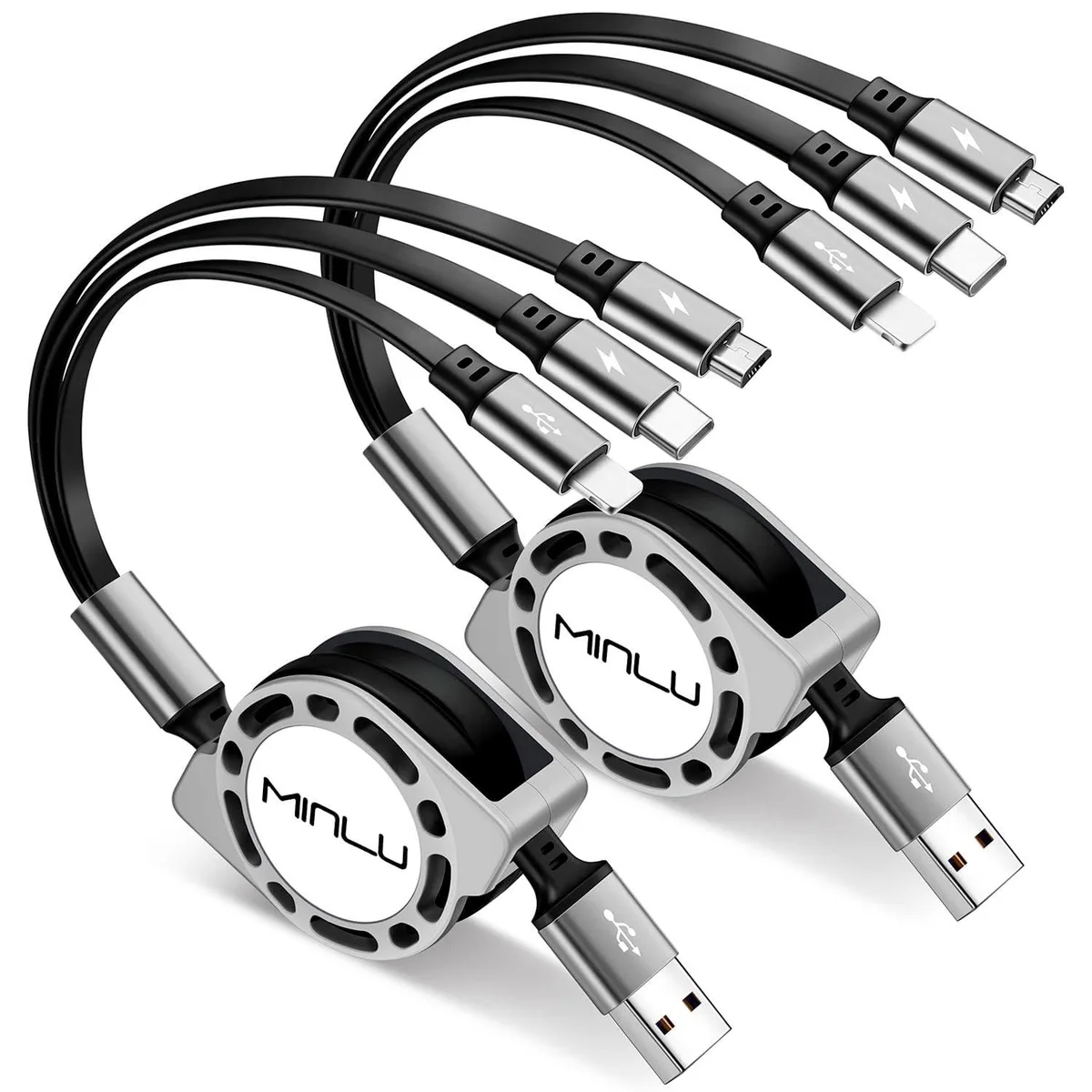 MCHOSE MCHOSE Retractable 3-in-1 Lightning Cable 3.0A 1.2m 2-Pack — product photo