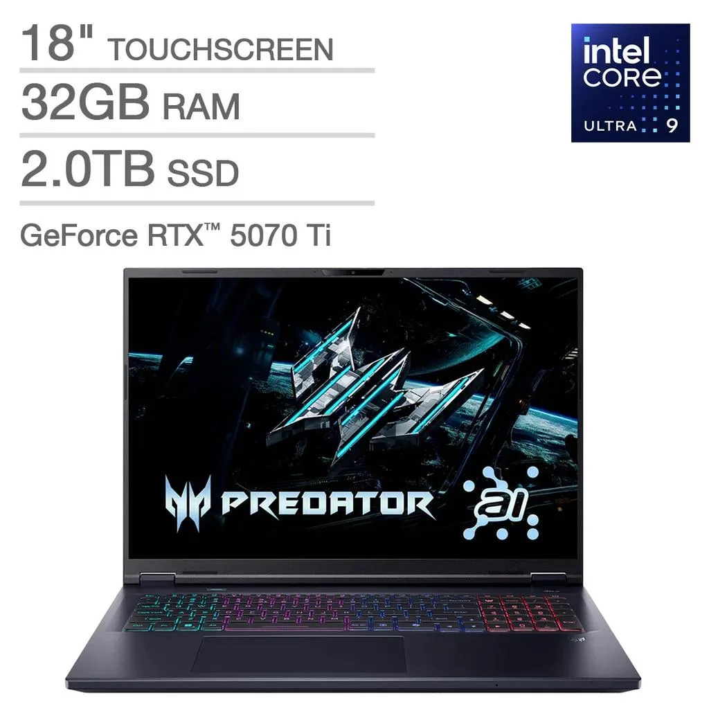 Acer America Acer Predator Helios Neo 18" Intel Core Ultra 9 275HX RTX 5070 Ti 12GB 32GB 2TB 240Hz gaming — product photo