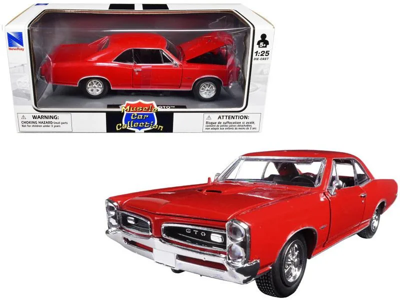 New Ray Toys New Ray Toys 1966 Pontiac GTO Red Muscle Car Collection 1/25 Diecast Model Car — product photo