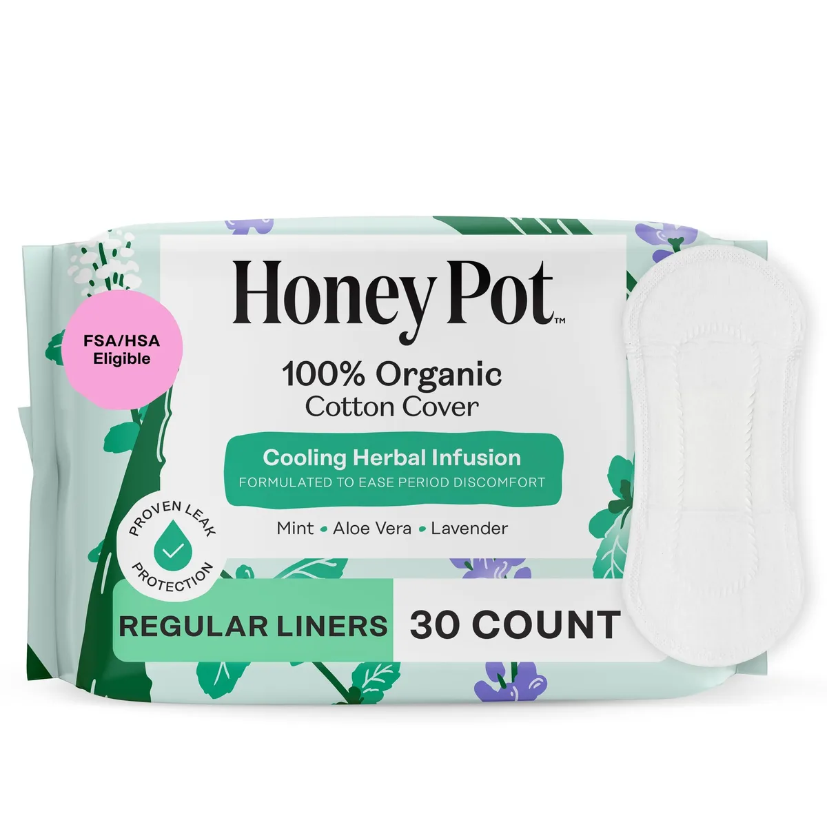  The Honey Pot Company Panty Liners Cooling Herbal Green F8735 — product photo