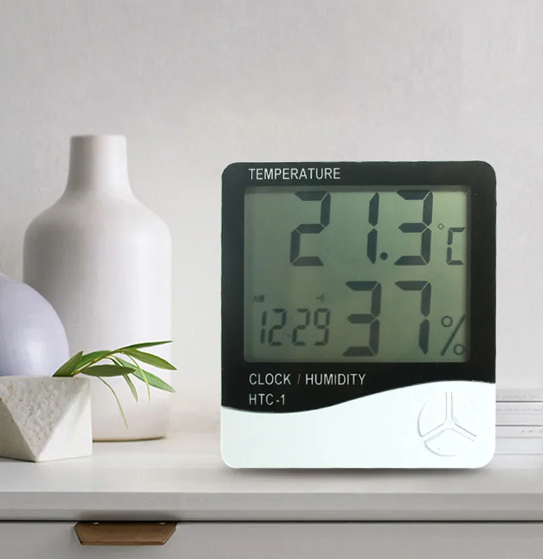 Intsupermai Intsupermai Digital LCD Thermometer Hygrometer Alarm Clock White — product photo