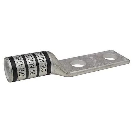 Copper two-hole compression lug, long barrel, black finish