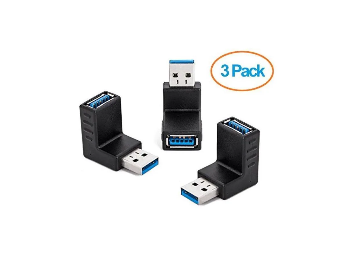 BUCIER BUCIER USB 3.0 90 Degree Male to Female Adapter 3Pack — product photo