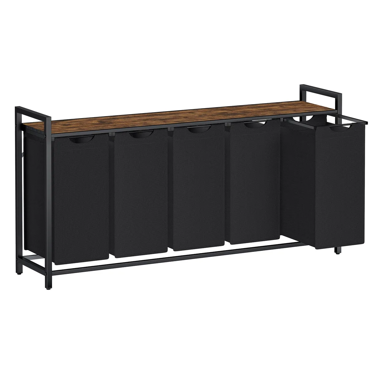 VASAGLE Laundry Tub UBLH501B01 5-Bag Ink Black Rustic Brown 56.5x13x28.4in — product photo