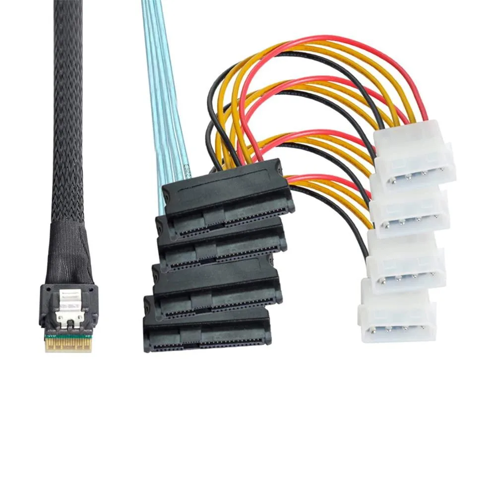 LORDWORLD LORDWORLD Slimline SAS 4.0 SFF-8654 4i 38pin to 4x 29pin Fanout Cable 100cm — product photo