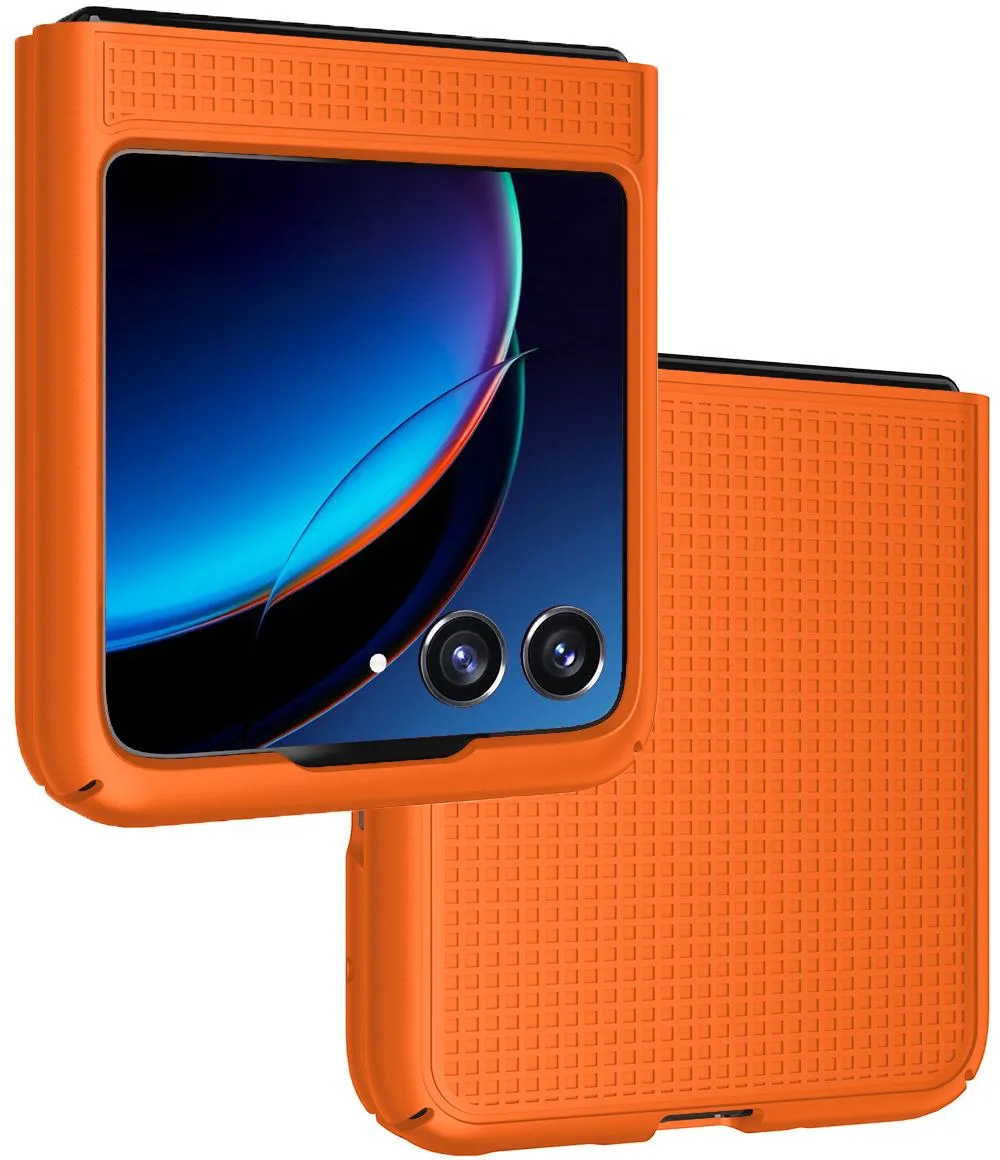 Nakedcellphone Nakedcellphone Grid Textured Hard Case Orange for Motorola RAZR+ 2023 — product photo