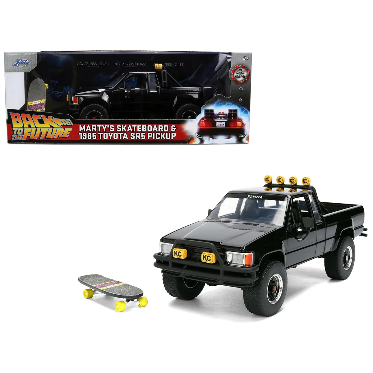 Jada Jada 1985 Toyota SR5 Pickup Black w/ Skateboard 1/24 Hobby Collectible — product photo