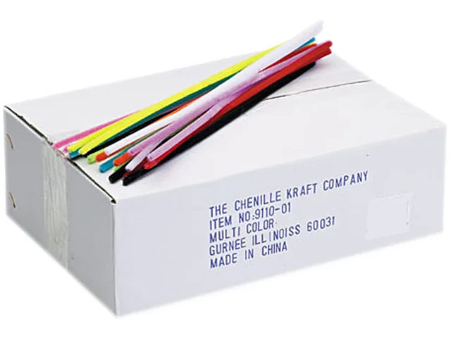 Box of one thousand twelve-inch assorted colour chenille stems with six-millimetre diameter