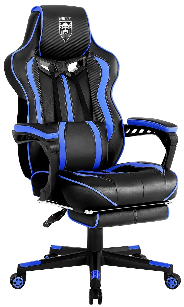 Vonesse Vonesse Gaming Chair with Footrest and Massage Lumbar Blue — product photo