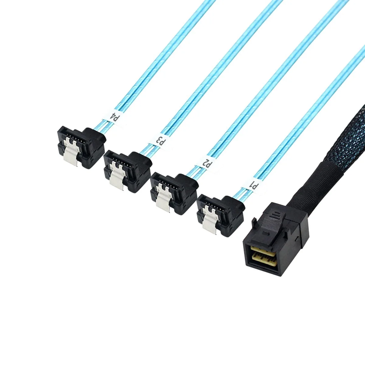 Vszerda Vszerda Mini SAS SFF-8643 to 4x SATA Cable .5m 12Gbps 90° — product photo