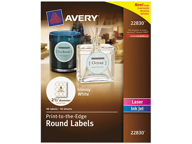 Avery Avery 22830 Round Glossy White Labels 2.5" 90 Pack — product photo