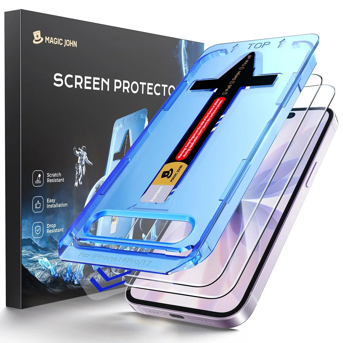 MAGIC JOHN tempered glass screen protector for iPhone 17 6.3 inch clear finish