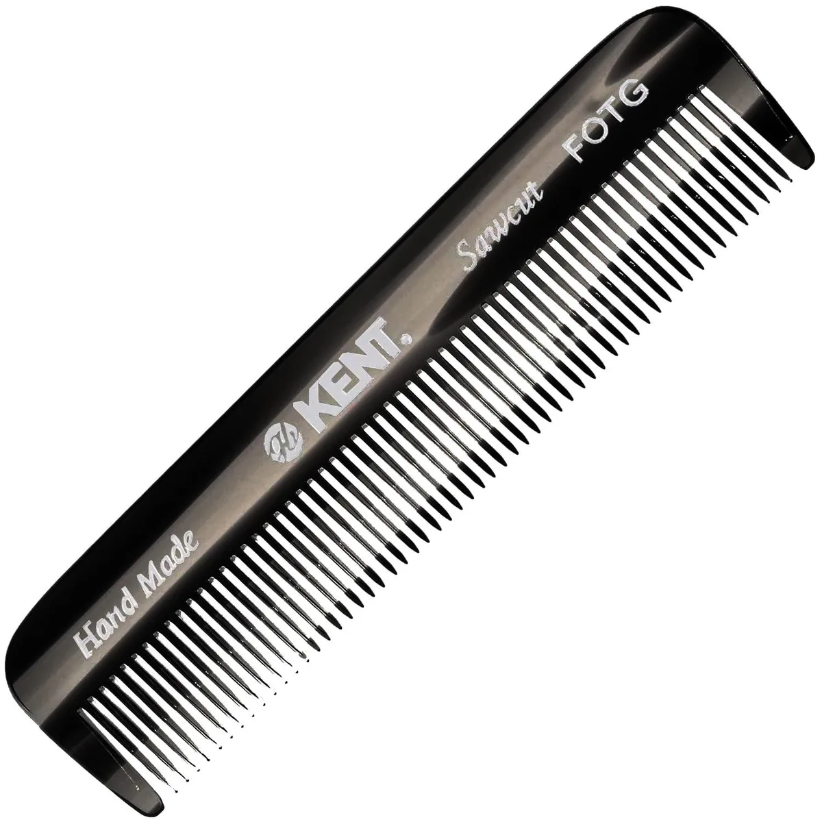 Black graphite fine-tooth pocket comb, 4.5 inches, smooth hand-polished teeth