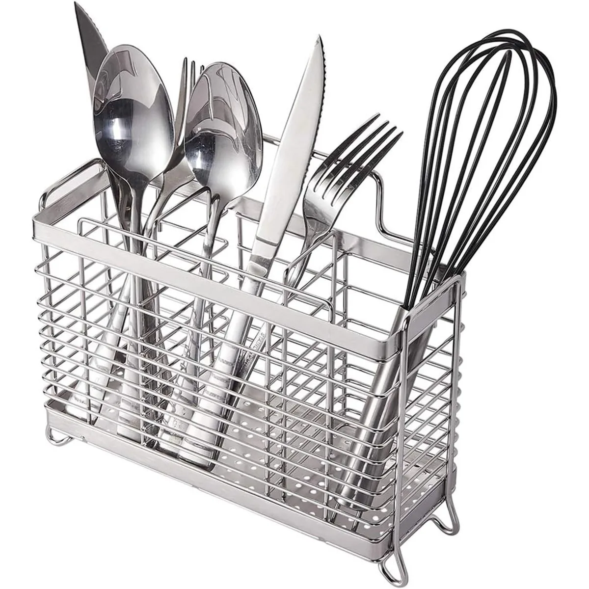 Stainless Steel Utensil Holder 3 Compartments — product photo