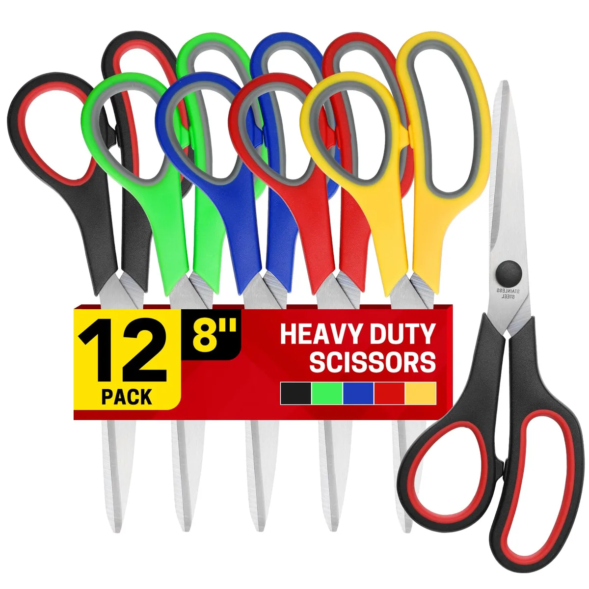  BURVAGY 12 Pack 8 Inch Stainless Steel Scissors — product photo