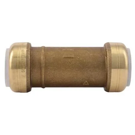 Brass push-fit coupling fitting, straight slip connector, 1 inch tube size