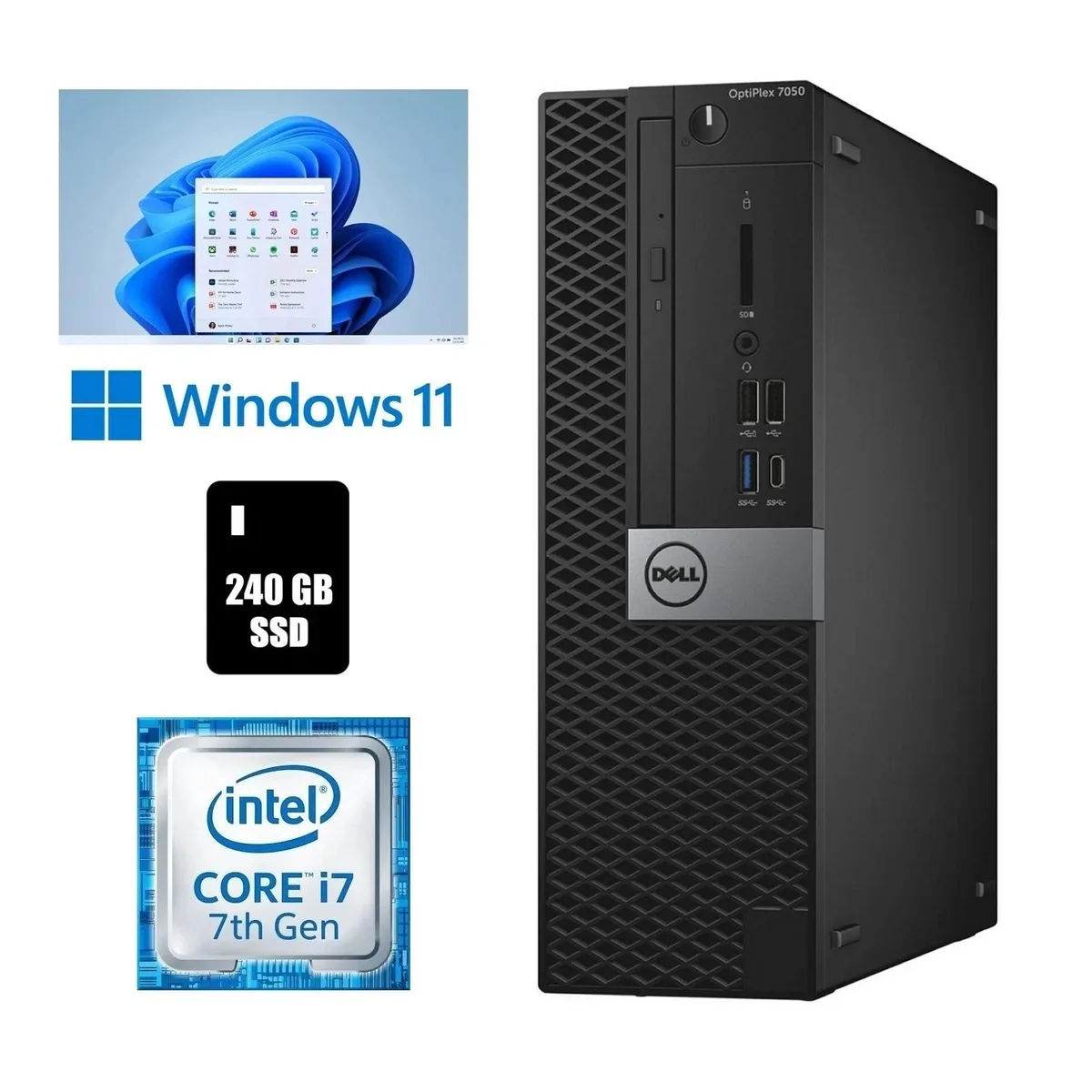 DELL DELL OptiPlex 7050 SFF Core i7-7700 16GB DDR4 240GB SSD desktop PC — product photo