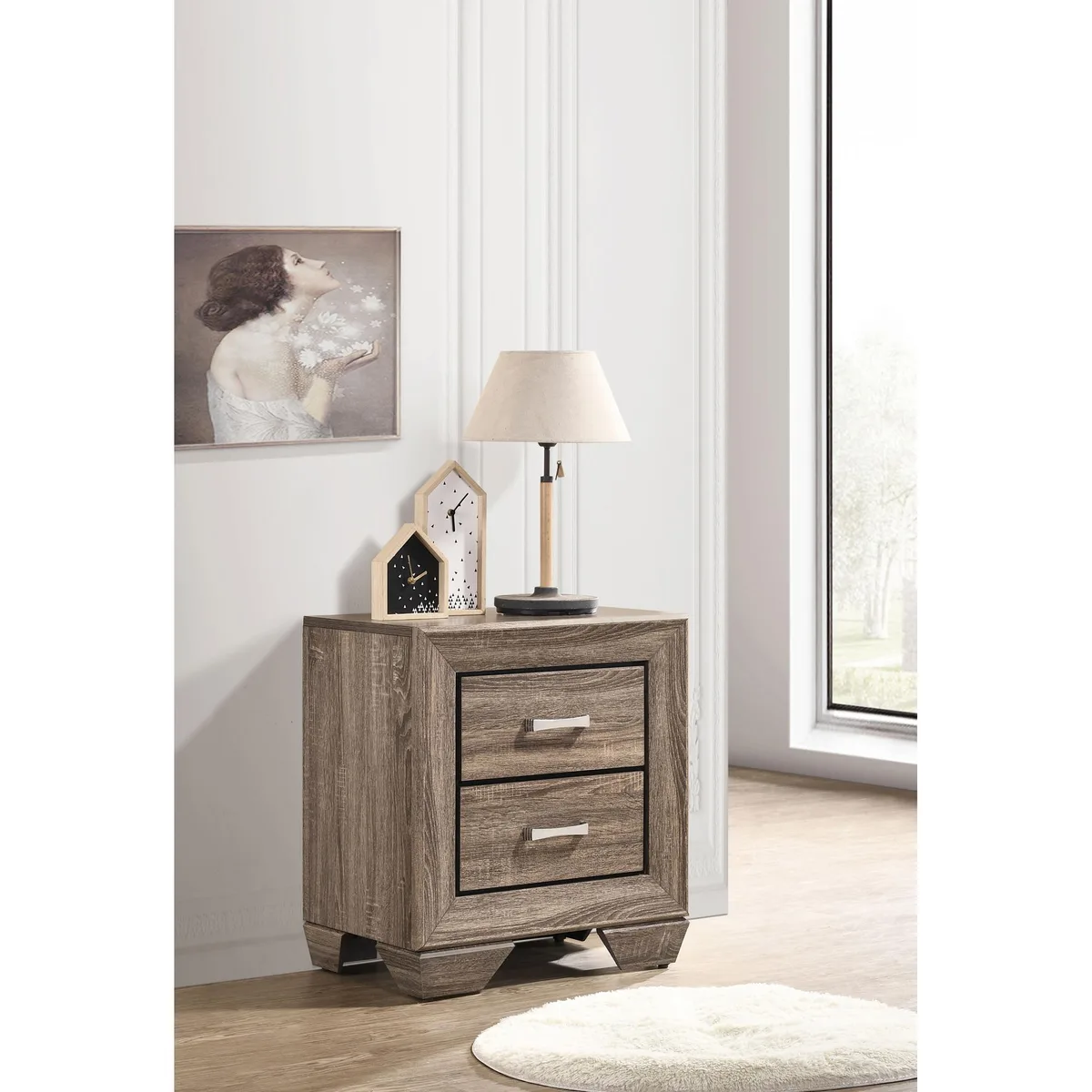 tuphen tuphen Tomasina Washed Taupe 2-Drawer Nightstand — product photo