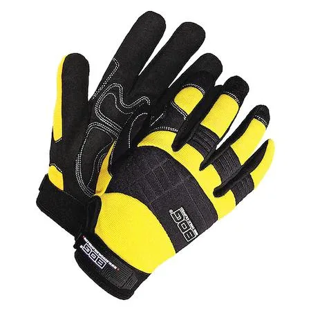 BDG BDG Mechanics Gloves Black Yellow Padded Spandex Neoprene 20-1-10605Y-L — product photo
