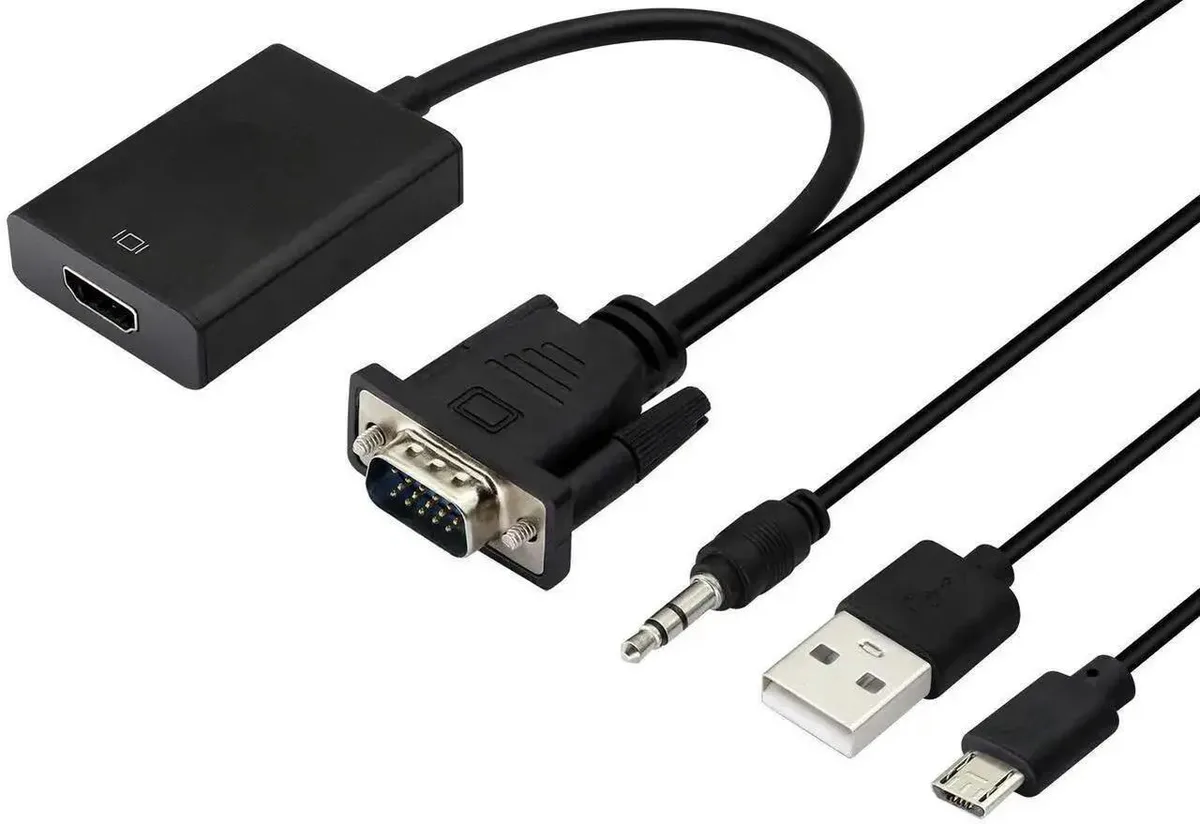 SMUGDESK SMUGDESK VGA to HDMI Converter Adapter 1080P with Audio & USB Power Cable Black — product photo
