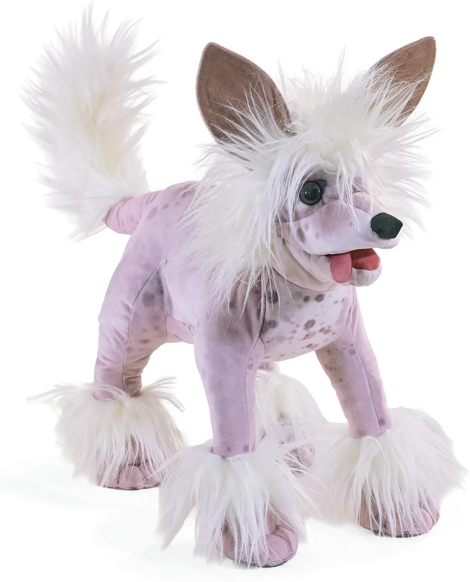 Folkmanis Puppets Folkmanis Puppets Chinese Crested Dog Hand Puppet 20 inch stuffed — product photo