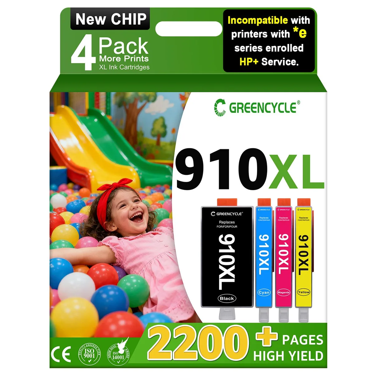 GREENCYCLE GREENCYCLE 910XL Ink Cartridge 4 Pack Black/Cyan/Magenta/Yellow — product photo