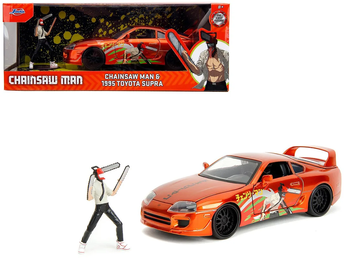 Jada Jada 1995 Toyota Supra Orange Metallic Chainsaw Man 1/24 Diecast — product photo