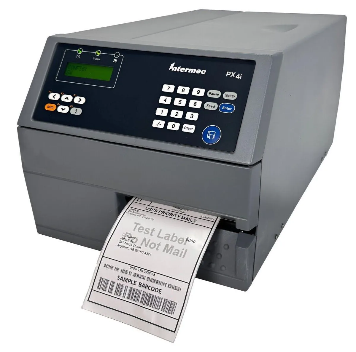 Intermec EasyCoder PX4i industrial label printer, grey rectangular chassis, front media window