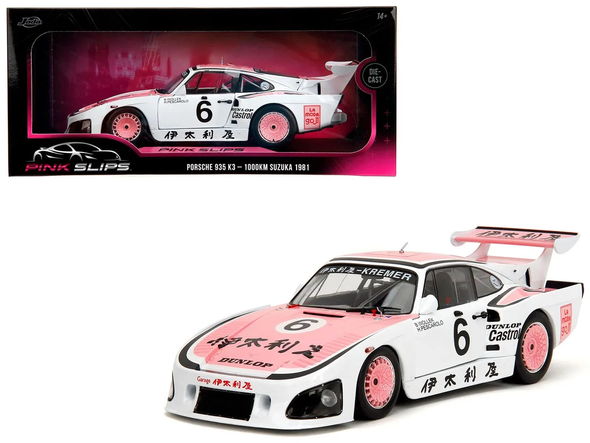 Jada Jada 36386 1:18 1981 Porsche 935 K3 Diecast Car White/Pink hobby collectible — product photo