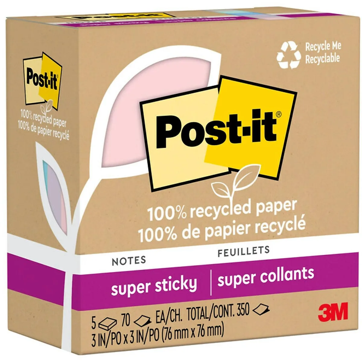 3M 3M 654R-5SSNRP Post-it Super Sticky Notes 70 Sheet 5 Pack — product photo