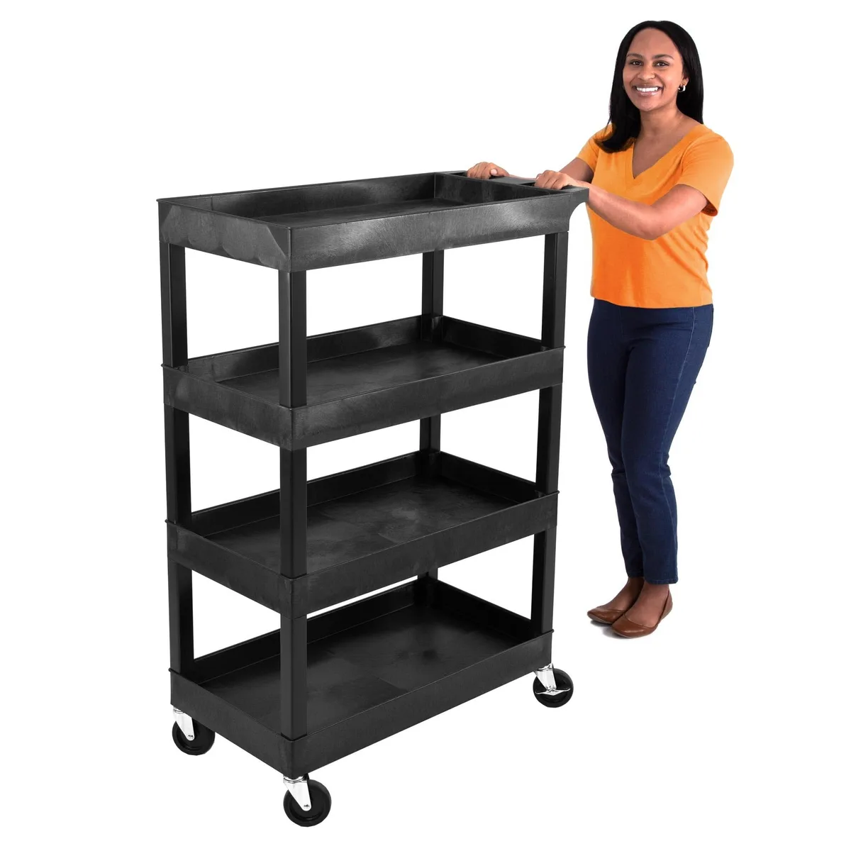 Stand Steady Stand Steady SS-EC1111-B indoor maintenance cart 18 x 35.25 x 50in 4 shelf 300lb — product photo