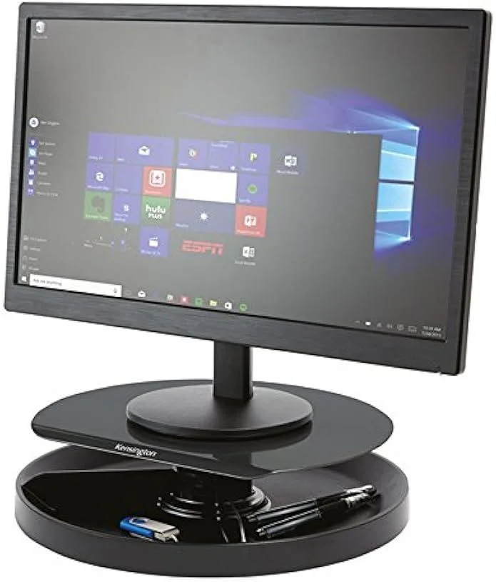 TAURKENAM TAURKENAM Monitor Stand Smart Fit Spin2 Black 52787 40lbs 360° 3.1x12.6x12.6 — product photo