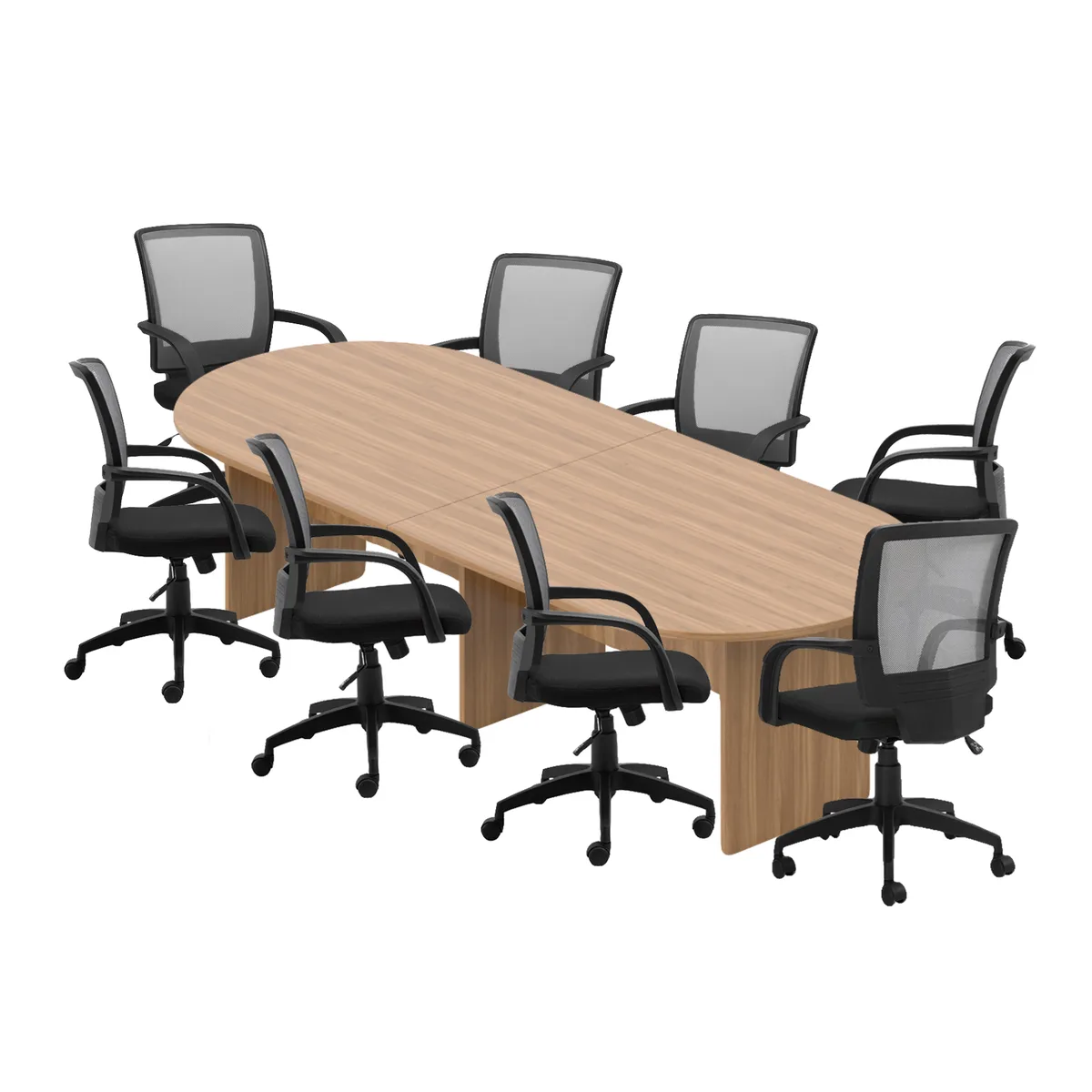 GOF GOF 10 FT Racetrack Conference Table &amp; 8 Chairs Set Walnut — product photo