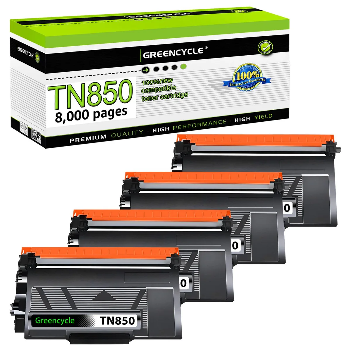 GREENCYCLE GREENCYCLE TN850 TN820 compatible toner cartridge 4 pack black 8000 pages — product photo
