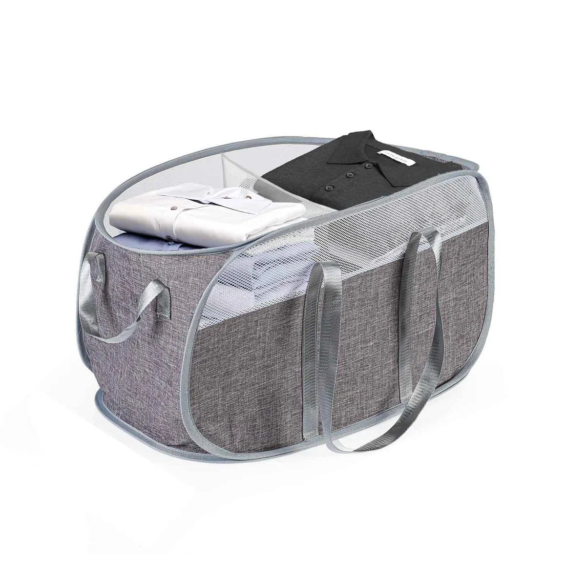 Vcgalu 2 Compartment Mesh Laundry Tub 75L Grey — product photo