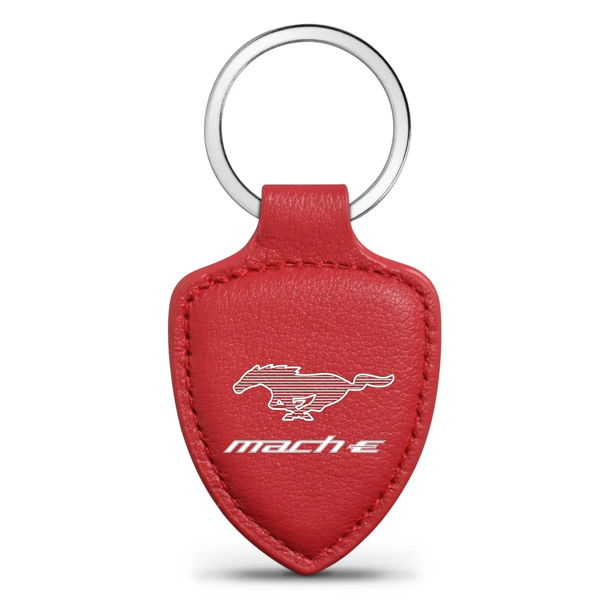 Black rectangular leather key chain with Ford Mustang Mach-E logo