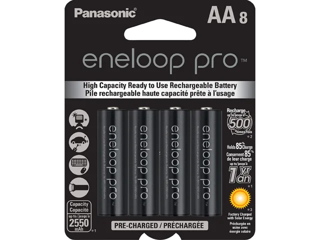 Panasonic Panasonic BK-3HCCA8BA Eneloop Pro AA 2550mAh 8-pack standard battery — product photo