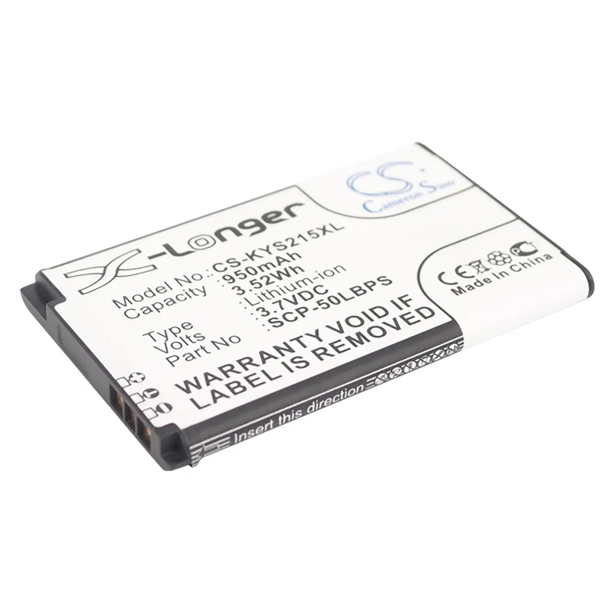 Cameron &amp; Co Cameron &amp; Co DS-CS-KYS215XL cell phone battery 950mAh 3.7V Li-ion — product photo